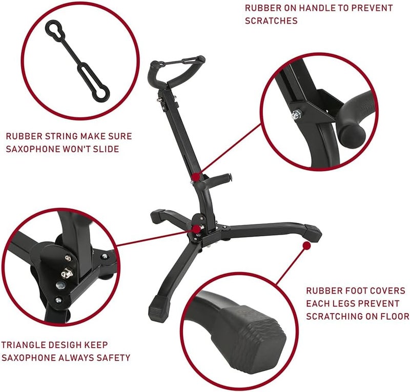 Rhythm Folding Saxophone Stand, Alto/Tenor Sax Stand, Adjustable Saxophone Holder Rack Portable Saxophone Stand - Image 3